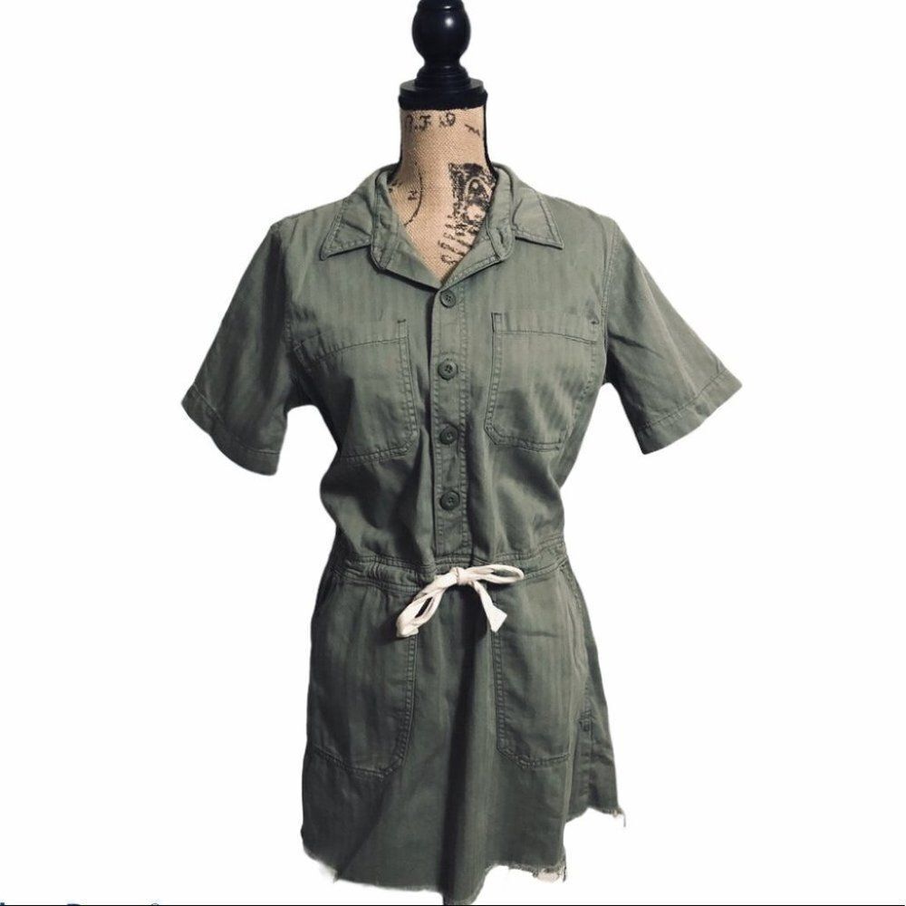 Lucky Brand drawstring raw hem dress army green - Picture 4 of 15